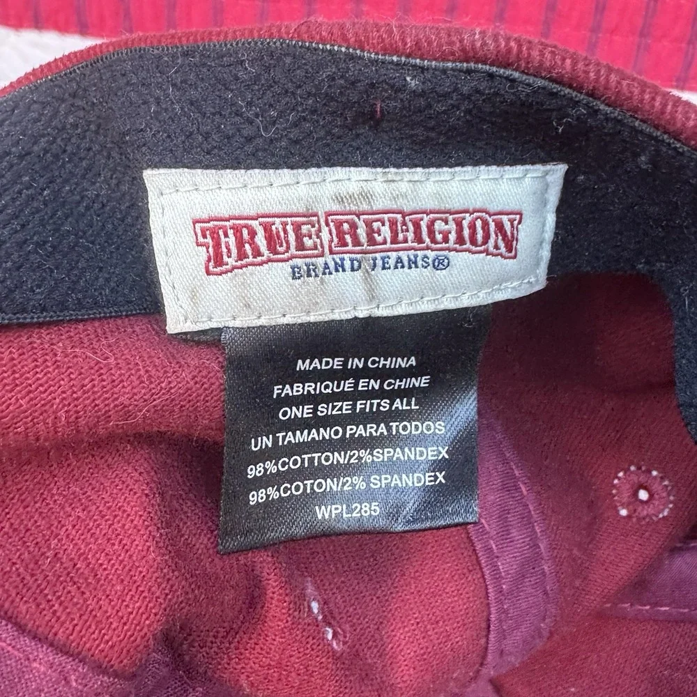 Vtg Y2K True Religion‎ Red Hat White Stitched Buddha